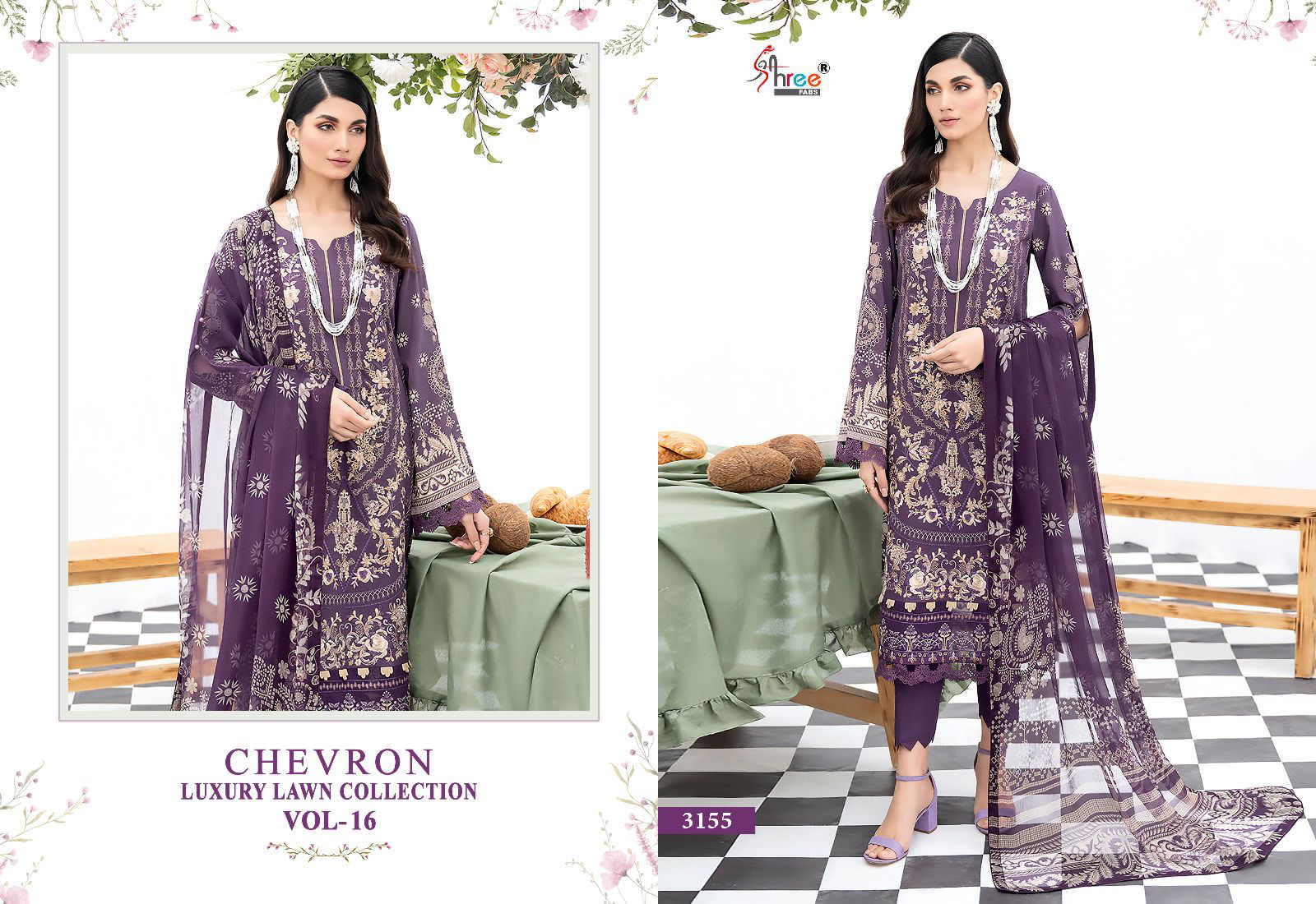 Shree Chevron Luxury Lawn Collection Vol 16 Pakistani Suits Catalog
